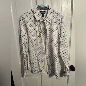 Chaps White Shirt with Black Dots